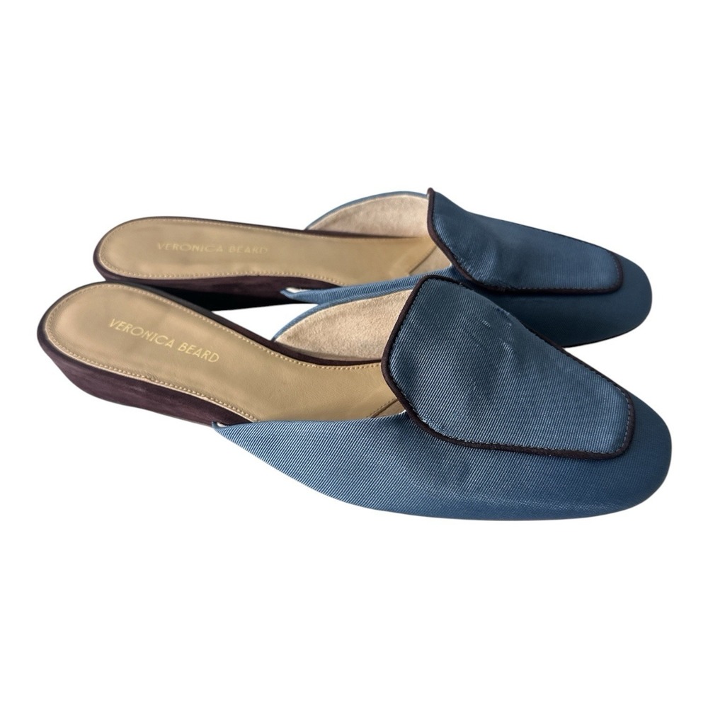 Veronica Beard Moritz Loafer Mules Women's Size 7 Blue  Career Luxury Flaw‎
